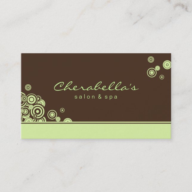 Dots Business Card Salon Spa Trendy Green (Front)