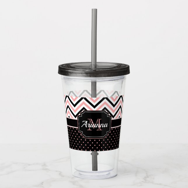Dots & Chevron Acrylic Tumbler (Front)