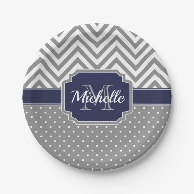 Dots & Chevrons Pattern Paper Plate (Front)