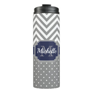 Dots & Chevrons Pattern Thermal Tumbler