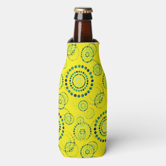Dots Circle Power Flowers II + your backgr. & idea Bottle Cooler (Bottle Front)