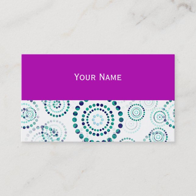 Dots Circle Power Flowers II + your backgr. & idea Business Card (Front)