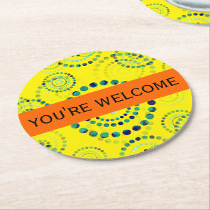 Dots Circle Power Flowers II + your backgr. & idea Round Paper Coaster
