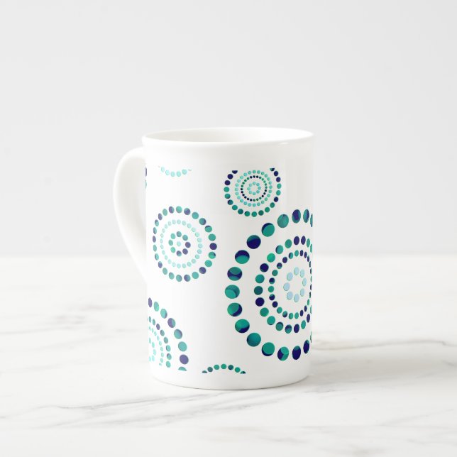 Dots Circle Power Flowers + your backgr. Bone China Mug (Front Left)