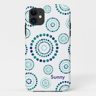 Dots Circle Power Flowers + your backgr. iPhone 11 Case