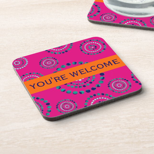 Dots Circle Power Flowers + your backgr. Coaster (Left Side)