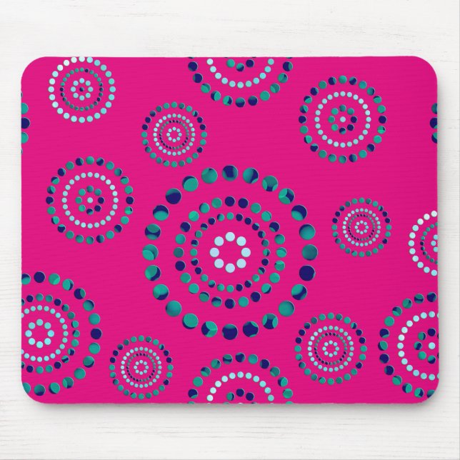 Dots Circle Power Flowers + your backgr. Mouse Pad (Front)