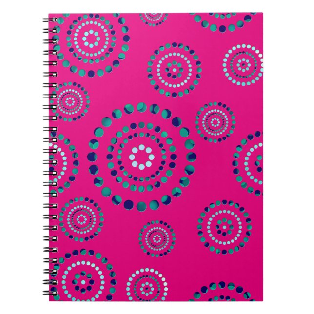 Dots Circle Power Flowers + your backgr. Notebook (Front)