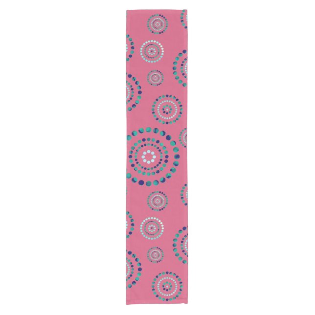Dots Circle Power Flowers + your backgr. Short Table Runner (Front)
