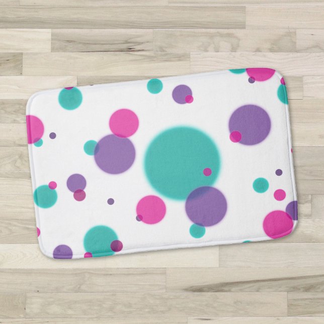 Dots Cute fun pattern Purple pink teal colours Bath Mat (Creator Uploaded)