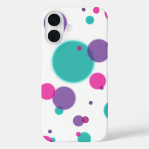 Dots Cute fun pattern Purple pink teal colours iPhone 16 Case