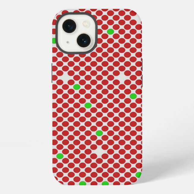 Dots Diagonal Graphical Pattern Red White Green iPhone Case (Back)