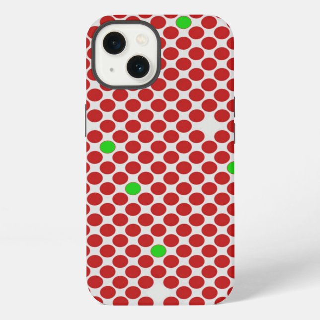 Dots Diagonal Graphical Pattern Red White Green iPhone Case (Back)