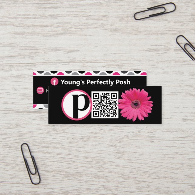 Dots Gerber Daisy Posh business card (Front/Back In Situ)