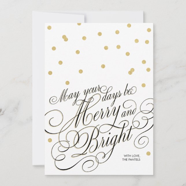 Dots Gold Script Holiday Card (Front)