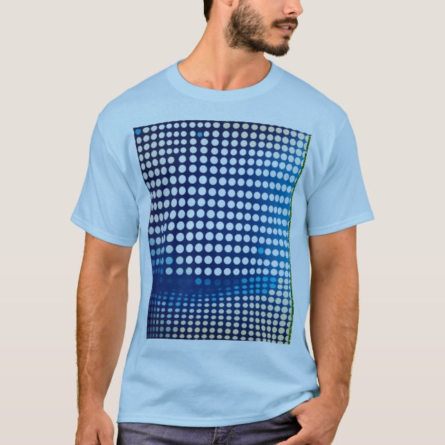 Dots halftone white and blue colour pattern gradia T-Shirt (Front)