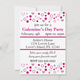 Dots Hearts Galentine’s or Valentines Day Party Invitation