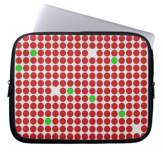 Dots Horizontal Graphical Pattern Red White Green Laptop Sleeve (Front)