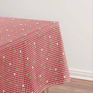Dots Horizontal Graphical Pattern Red White Green Tablecloth