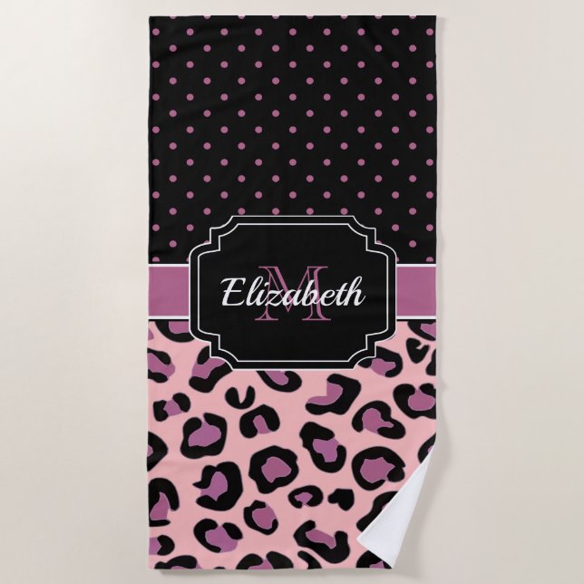 Dots & Leopard Print Beach Towel (Front)