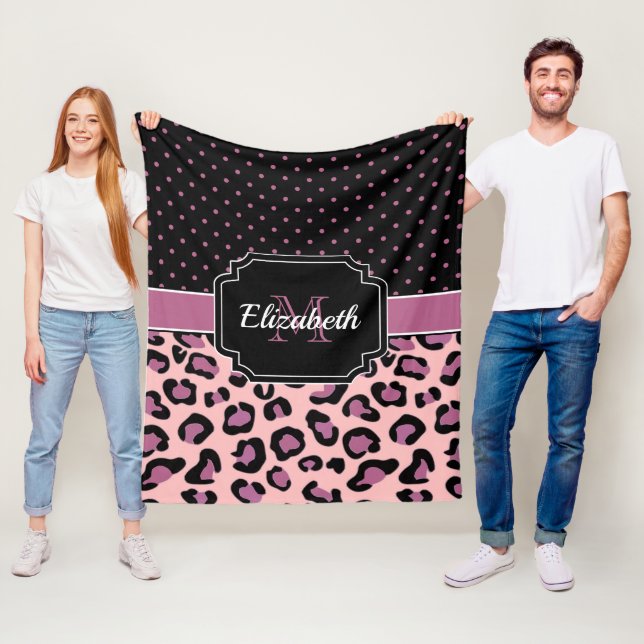 Dots & Leopard Print Fleece Blanket (In Situ)
