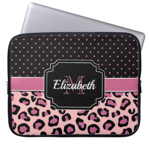 Dots & Leopard Print Laptop Sleeve