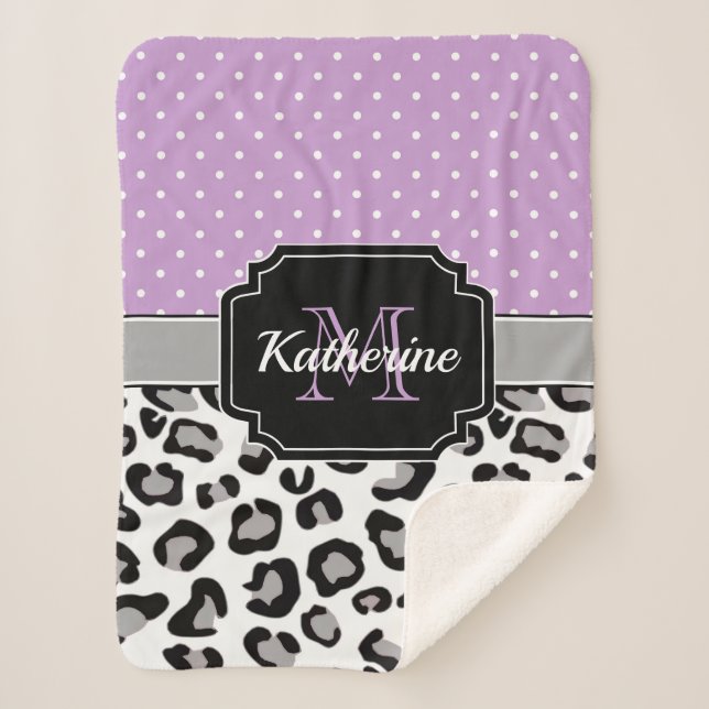 Dots & Leopard Print Sherpa Blanket (Front)