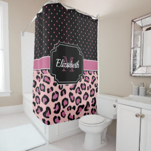 Dots & Leopard Print Shower Curtain