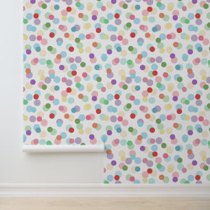 Dots Modern Colourful Pattern White Wallpaper