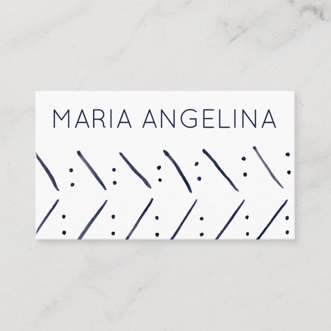 Dots n Dashes Geometric Modern Watercolor Pattern Business Card (Front)