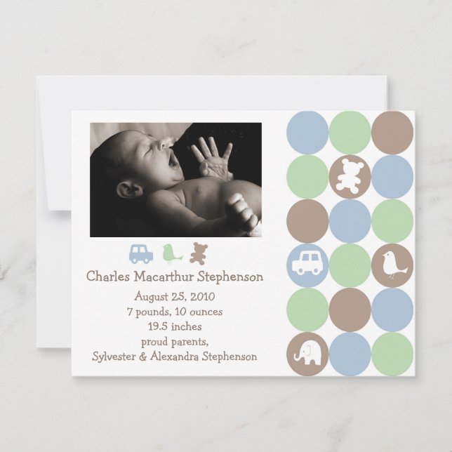 Dots N Shapes Birth Announcement (Front)