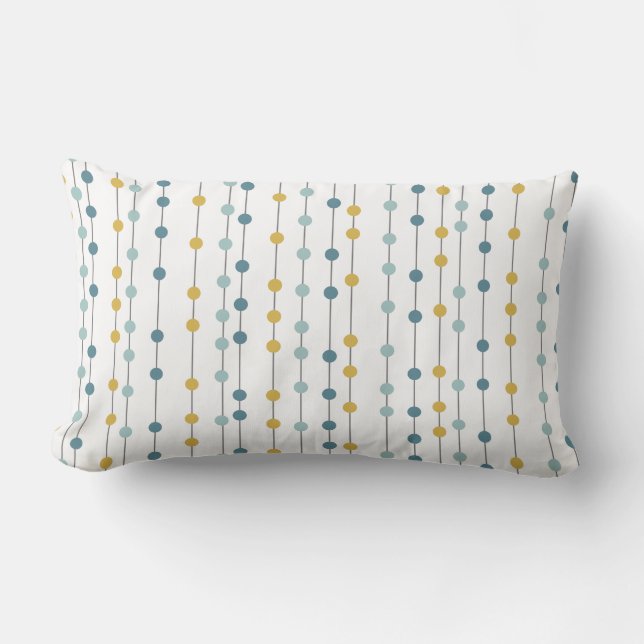 Dots on Lines - Turquoise & Yellow | Throw Pillow (Front)