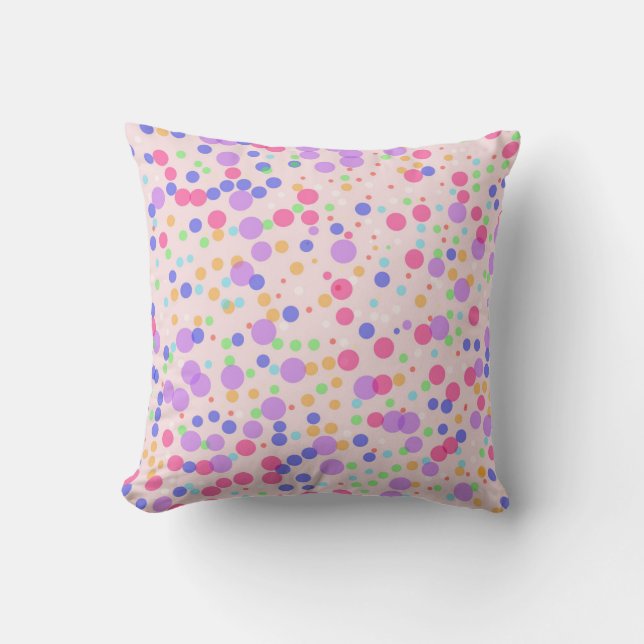 Dots on Pink Background Throw Pillow (Front)