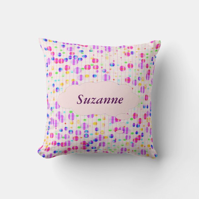 Dots on Pink Personalised Throw Pillow (Front)