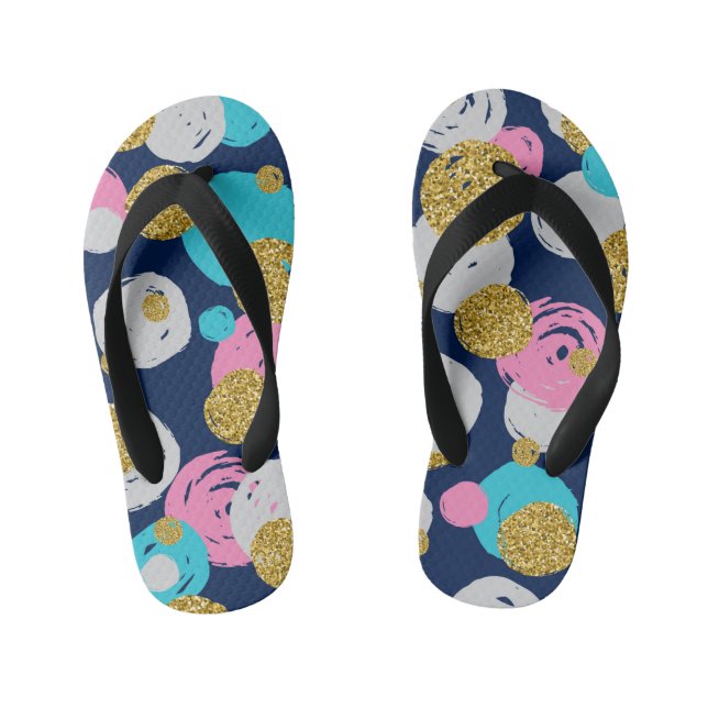 Dots Pattern 11 Kid's Thongs (Footbed)