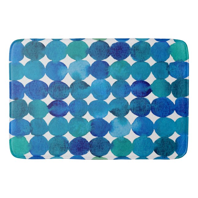 Dots pattern - blue and green bath mat (Front)