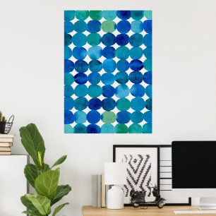 Dots pattern - blue and green poster
