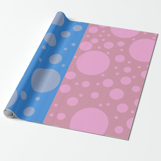 Dots pink and blue Matte Wrapping Paper, Wrapping Paper (Unrolled)
