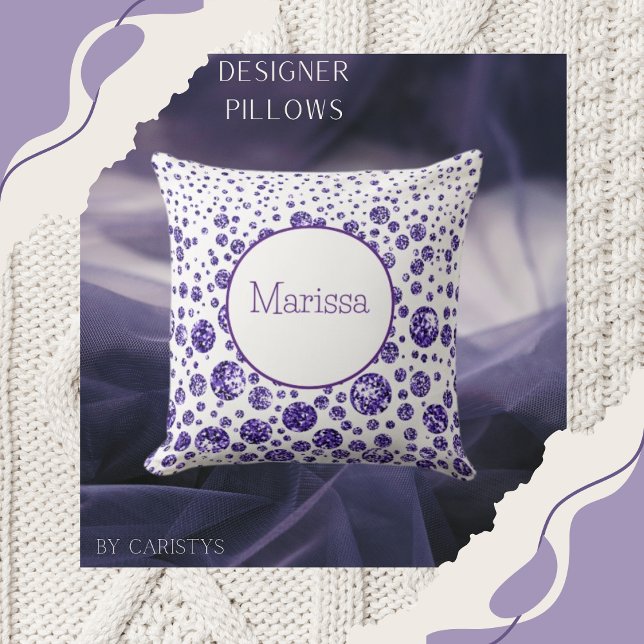 Dots Purple Personalised Throw Pillow (Creator Uploaded)