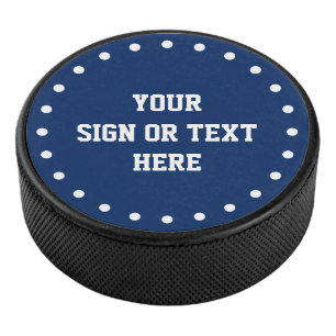Dots Ring white + your colour, sign or text Hockey Puck