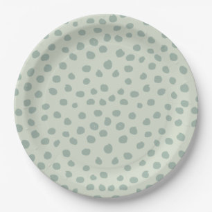 Dots Sage Green Paper Plate