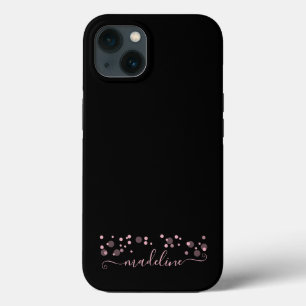 Dots Script Name Monogram Blush Pink iPhone 13 Case