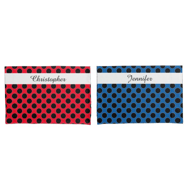 Dots seamless pattern black / white contour pillowcase (Front-Set)