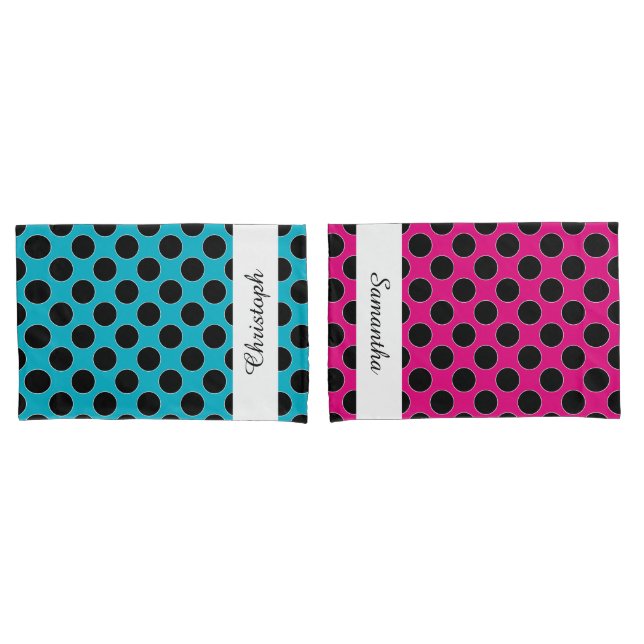 Dots seamless pattern black / white contour pillowcase (Front-Set)