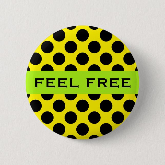 Dots seamless pattern black + your back 6 cm round badge (Front)