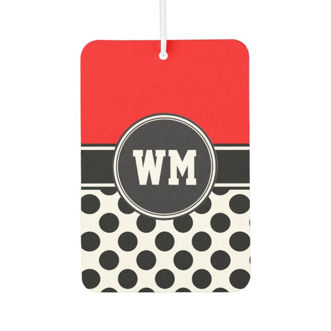Dots seamless pattern black + your back car air freshener (Front)