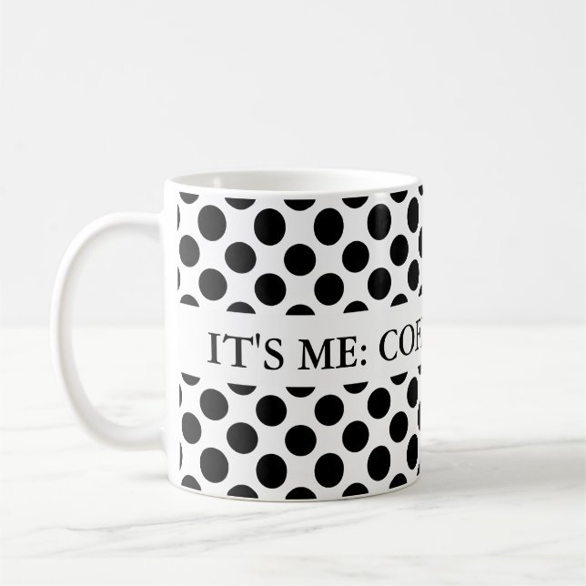 Dots seamless pattern black + your back coffee mug (Left)