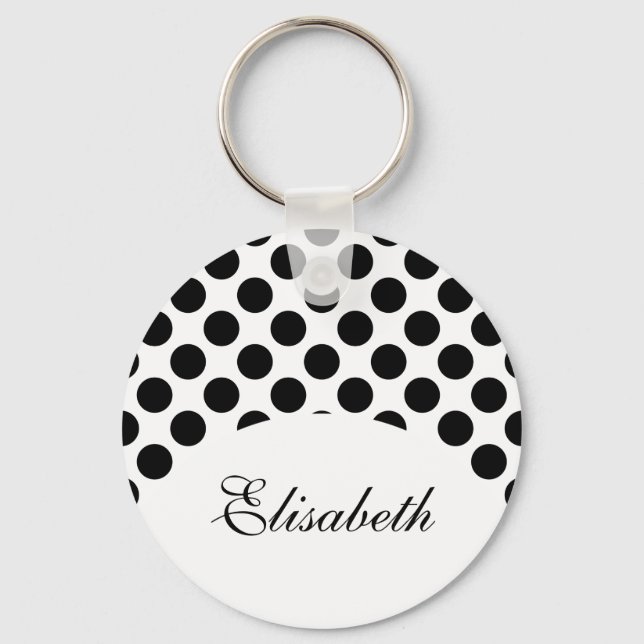 Dots seamless pattern black + your back key ring (Front)