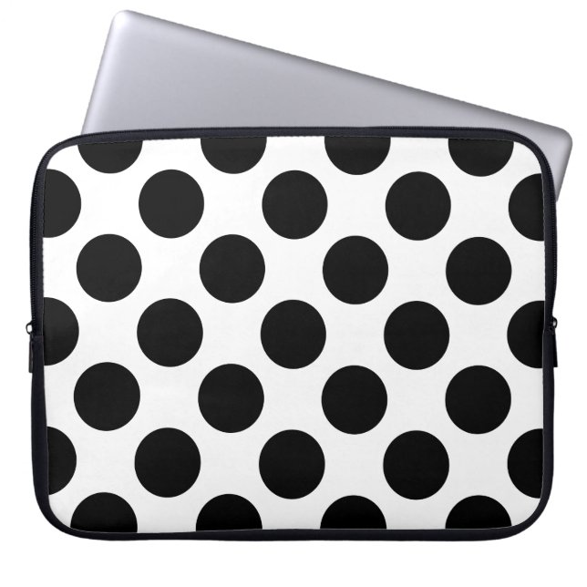 Dots seamless pattern black + your back laptop sleeve (Front)