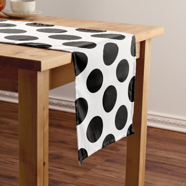 Dots seamless pattern black + your back medium table runner (In Situ)